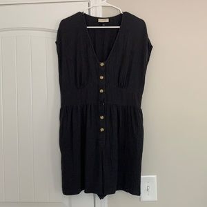 Black button-down romper